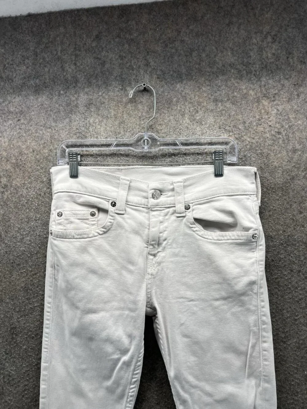 True Religion Rocco Jeans Mens 29 White Relaxed Skinny Denim Light Wash